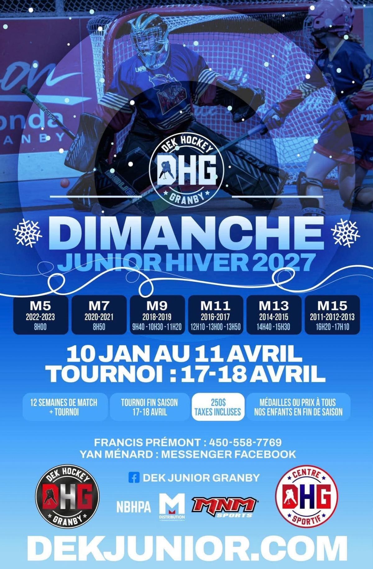 Affiche Junior · Dimanche · Hiver 2027