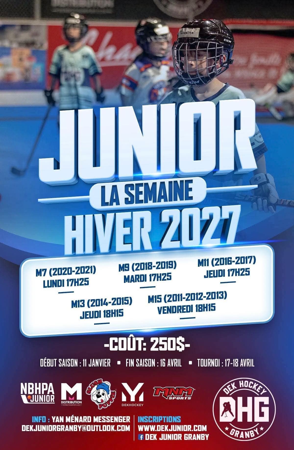 Affiche Junior · La semaine · Hiver 2027